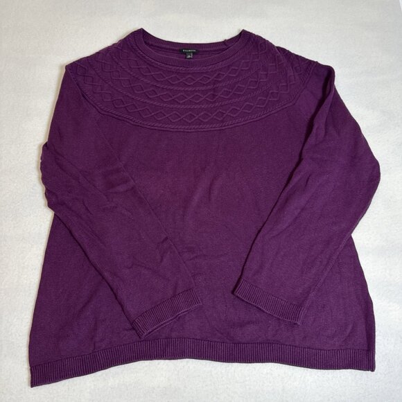 Talbots Sweater Women's XL Purple Monochromatic Weave Pattern Nordic - Picture 1 of 10